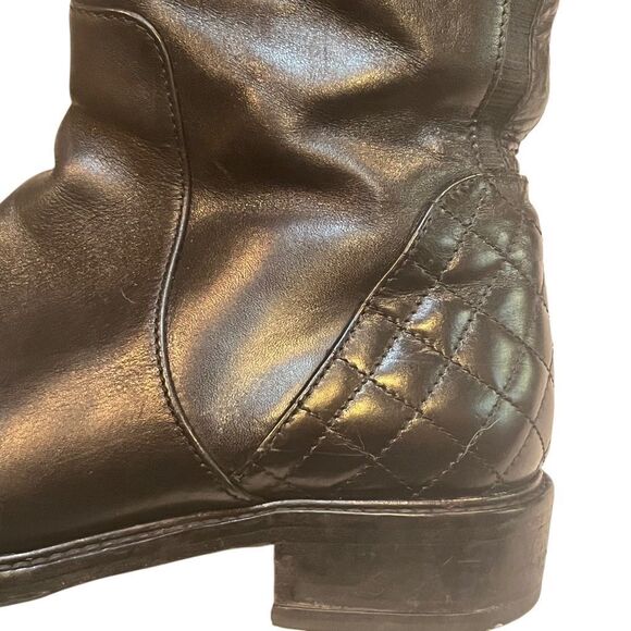 Aquatalia Geneva Black Leather Riding Boots Size 8 - Picture 4 of 10